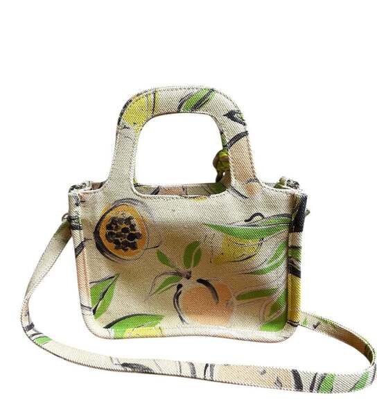 Vince Camuto La Frutta Print Heavy Canvas Mini Tote Bag Crossbody Summer Lemons - Picture 3 of 5